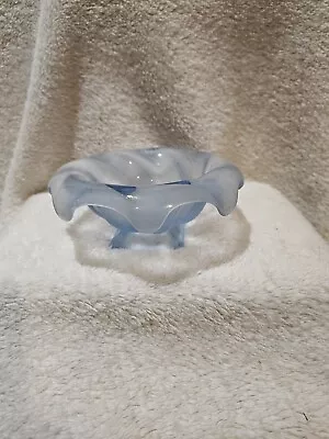 Buy Vintage Art Deco Bagley Frosted Blue Glass Equinox Vase Posy Bowl 6.5 In • 19.99£