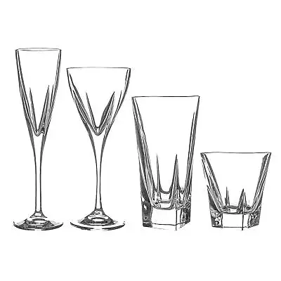 Buy RCR Crystal 24 Piece Fusion Glassware Set Modern Cut Glass Stemware Goblets • 78£