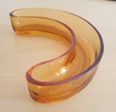 Buy BAGLEY Amber Glass 1930-40 Semi Circle Flower Trough Posy Vase Ring Tray 16.5cm • 5.50£
