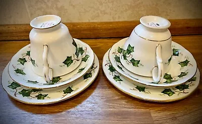 Buy Vintage 2 Teacups 2Saucers And 2small Plates Colclough Ivy Leaf Green Bone China • 8£