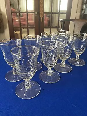 Buy Vtg Rock Sharpe Normandy Cut Glass Floral 8-5” Goblets Stem 3005 Arches Star • 27.62£