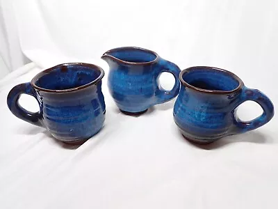 Buy Harding Black American Art Pottery Mugs & Pitcher 1993 Stunning Turquoise Glaze • 287.93£