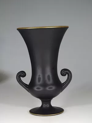 Buy Deco Tiffin Black Satin Glass #153219 2-Handled Vase C.1930 • 118.31£