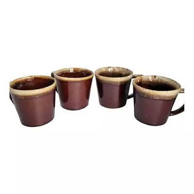 Buy McCoy Pottery 1960s Mid Century Rustic Brown Drip Coffee Cups Cabincore Lodge • 42.69£
