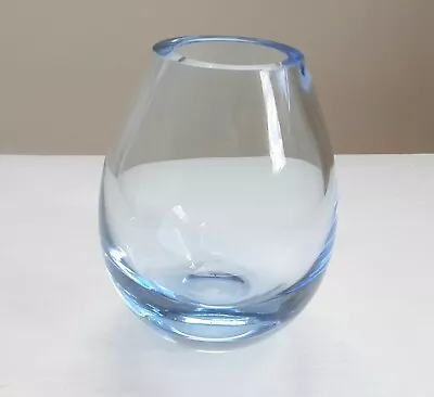 Buy Vintage 1950's Holmegaard Per Lütken Hellas Drop Glass Vase In Light Blue Signed • 28£