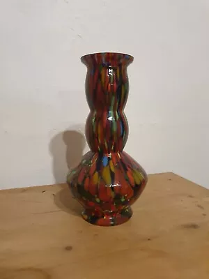 Buy Vintage Czech/Bohemian Art Deco Era  Spatter Glass  Vase 8inches • 9.99£
