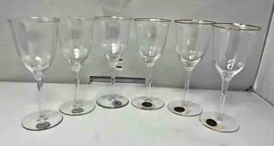 Buy GORHAM CRYSTAL Wine Goblets Glasses Laurin Gold Optic Panel Elegant Stems Set 6 • 95.09£