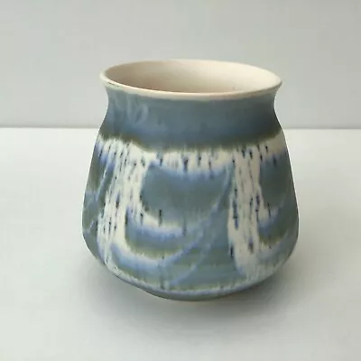 Buy Vintage Aviemore Scottish Pottery Blue/White Wax Glaze Vase / Pot 4 1/2  Tall • 16.99£