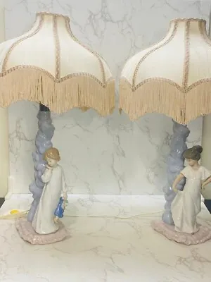Buy Lladro Nao  How Pretty  And ''My Rag Doll'' Lamp W/ Shade Set Of 2 • 379.96£