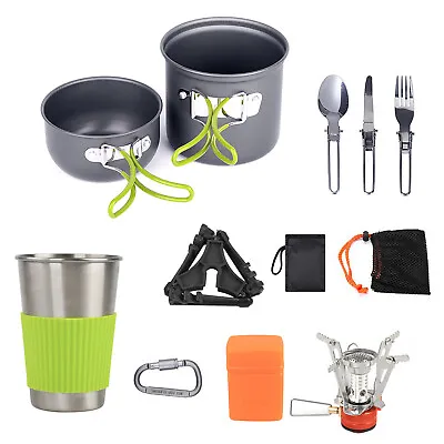 Buy Camping Cookware Mess Kit 1-2 Person Portable Pot And Pan Set For Camping S6M6 • 26.45£