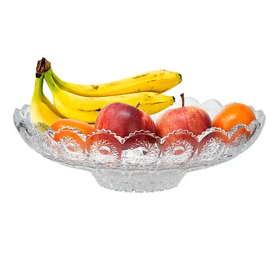 Buy Glass Fruit Bowl Large Round Serving Display Centrepiece Bowl Cut Glass 31cm • 20.99£