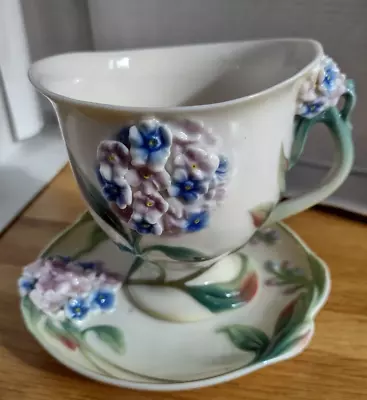 Buy Franz Porcelain Forget Me Not Tea Cup & Saucer (FZ00461) • 65£