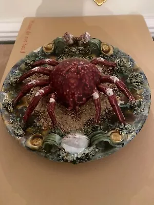 Buy Vintage Palissy Style Majolica Plate Ceramic With Spider Crab 26cms • 35.53£