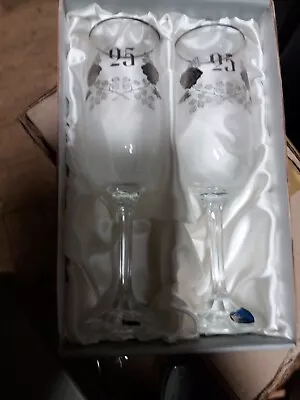 Buy 25th Anniversary Bohemia Crystal Pair Of Flute Glasses.  • 6£