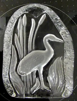 Buy Vintage Goebel Clear & Frosted Heron Design Art Glass Paperweight • 7.99£