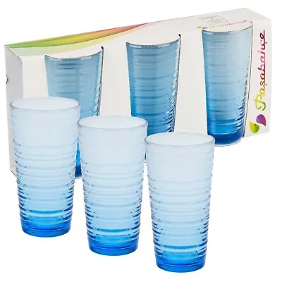Buy 6 12 Pasabache Blue Tall Drinking Cups Ringed Tumblers Hi Ball Cocktail Glasses • 77.90£