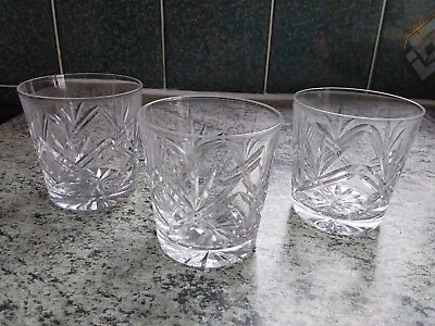 Buy Set Of 3 Vintage Thomas Webb London Pattern Crystal Whisky Glasses • 19.99£