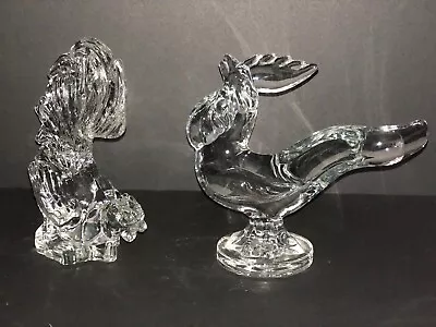 Buy Sparkling Pair Of Vintage Crystal Glass Roosters By Heisey ? And Viking Set Of 2 • 38.36£