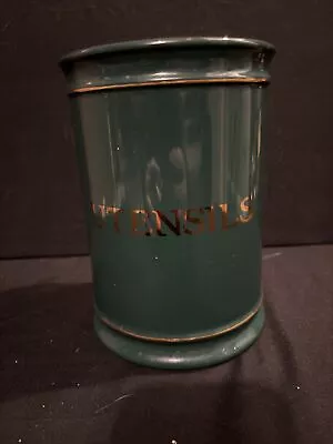 Buy Vintage Dark Green Ceramic Hornsea Pottery Regency Utensil Pot Storage Jar • 10£