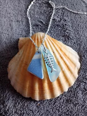 Buy Beautiful Hand Made Vintage Sea Glass & Sea Pottery Beach Necklace Pendant • 5.49£