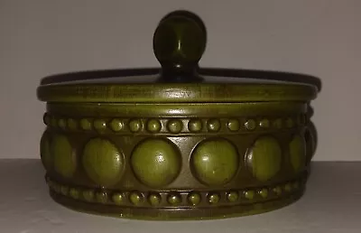 Buy Haeger USA Round Ceramic Candy Dish W/Lid Olive Green MCM 1970’s 7  Diameter • 67.31£