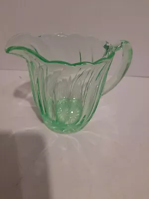 Buy Vintage Uranium Green Glass Jug Swirl Flutes • 8£