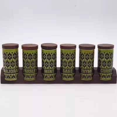 Buy Vintage Hornsea Pottery Heirloom Green Tall Spice Rack And Jars Set Of 6  • 15£