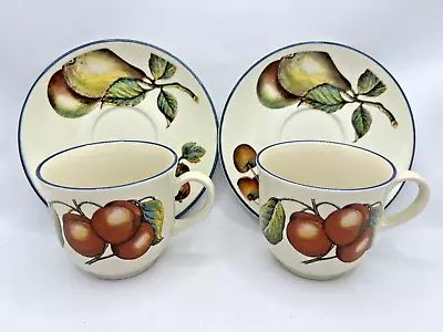 Buy Pair Staffordshire Tableware Autumn Fayre Cups & Saucers Fruit Pattern England • 24.89£