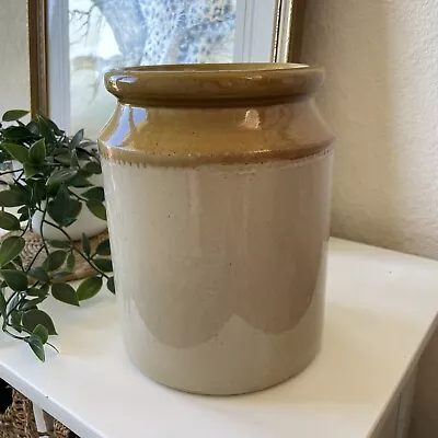 Buy Vintage Large 19” Glazed Stoneware Jar Utensil Pot Vase Farmhouse Rustic Decor • 19.99£