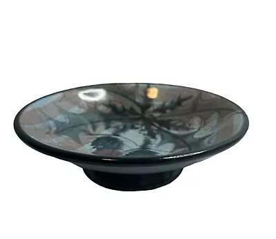 Buy The Tain Pottery Scotland Thistle Glenaldie Shallow Dish Pedestal Footed Bowl 6” • 37.85£