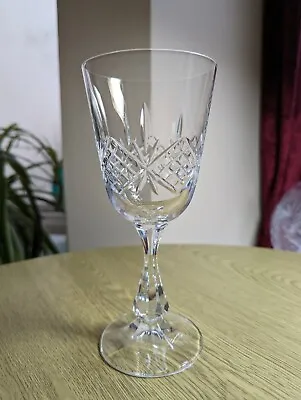 Buy Vintage Crystal Large Wine Glasses 7 1/4  Fan Cross Cut Gorgeous Stems Excellent • 4.95£