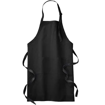 Buy Black Bib Apron Butcher Apron No Pocket Halter Neck Cooking Catering Aprons • 9.99£