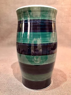 Buy Vintage Burleigh Ironstone Hand Painted Green & Blue Stripe 8” Vase • 15£