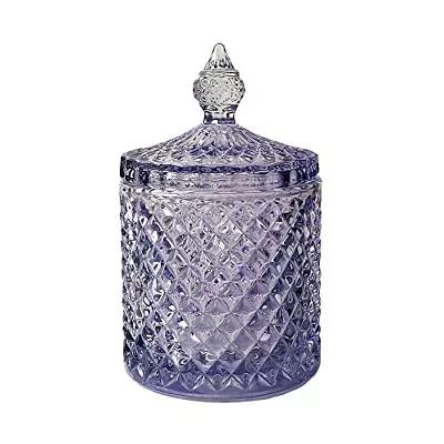 Buy Diamond Faceted Crystal Glass Candy Jar With Lid, Colorful Decorative Jar, Je... • 22.39£