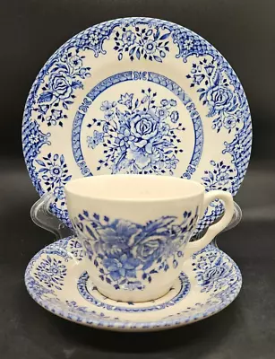 Buy English Ironstone Tableware Blue And White Kew Gardens Trio • 8.49£