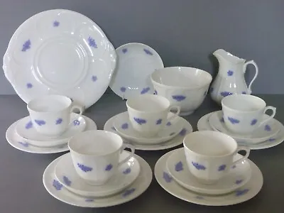 Buy Adderley Blue Chelsea Tea Set - Cups Trios Cake Plates - Adderleys 19pc Café Lot • 28£