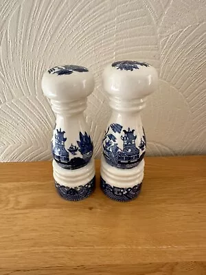 Buy Vintage Salt & Pepper Shaker Pots Made In Japan Willow Pottery Blue & White A/f • 8£