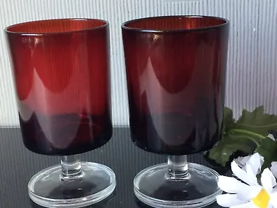 Buy 2x French Luminarc Wine Glasses Goblets Ruby Red Cavalier Drinks Glassware 120ml • 9.30£