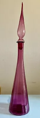 Buy Vintage Retro Tall Glass Empoli Genie Bottle Cranberry Pink • 72£