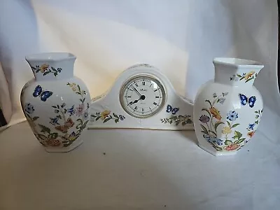 Buy Aynsley Bone China Cottage Garden Mantel Clock And Pair Of 5'' Hexagonal Vases • 25£