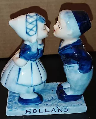 Buy Hand Painted Pottery Holland Delfts Blue & White Boy And Girl Kissing Figurine • 9.99£