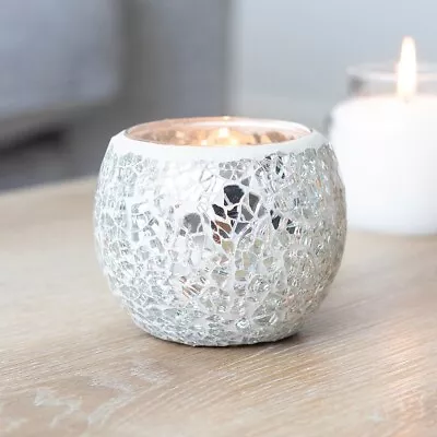 Buy Small Crackle Glass Candle Holder • 6£