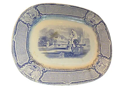 Buy Rare 1850s Antique Marple And Turner Transfer Ware Blue & White Meat Platter • 19.99£