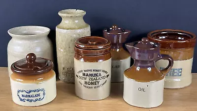 Buy Lovely Selection Of 7 Vintage Stoneware Pottery Rare Pearsons Manuka Honey Etc • 48£