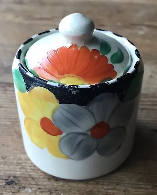 Buy Vintage Burleigh Ware Pot Lid Orange Hand Painted Art Deco Flowers Floral 4722 • 14.50£