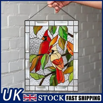 Buy Stained Glass Birds Panel Window Hanger For Garden Outdoor (1) • 9.89£