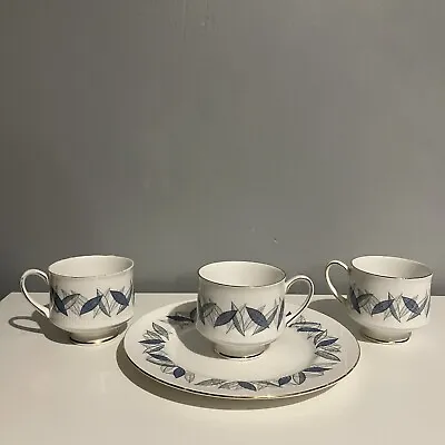 Buy Royal Standard Fine Bone Trend China Entland Collection 3 Tea Cups 1 Plate Blue • 14.80£