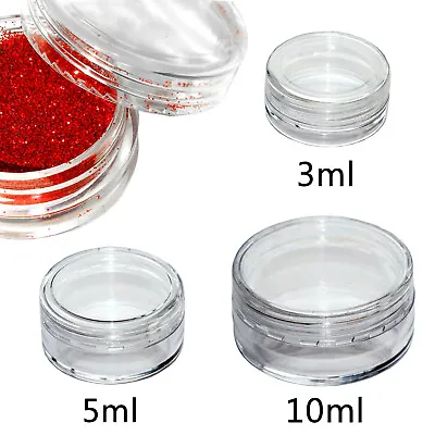 Buy 3ml 5ml 10ml Small Round Plastic Sample Pot Jar Glitter Make Up Cosmetic Travel • 22.99£