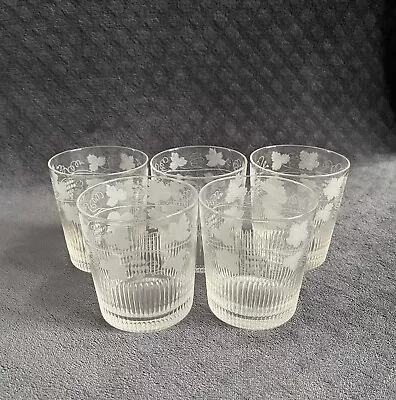 Buy Antique French Hand Cut Engraved Grapevines Crystal Glass Liquor Glasses • 108.59£