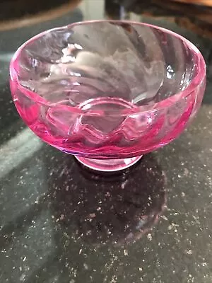 Buy Vintage Caithness Footed Ribbed Glass Bowl In A Fuscia Pink - 9.5cm Diameter • 4.50£